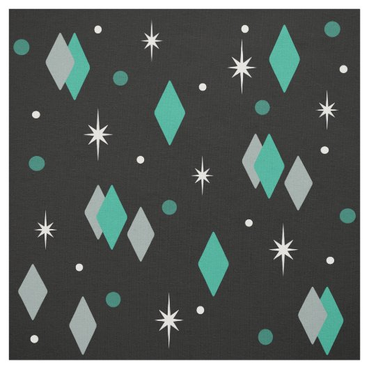 Tissu Diamants de l'âge spatial Turquoise Noir (Échantillon)