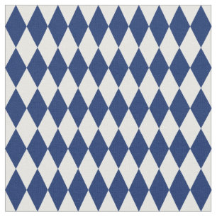 Tissu Diamants Harlequin Blanc et Bleu Marine