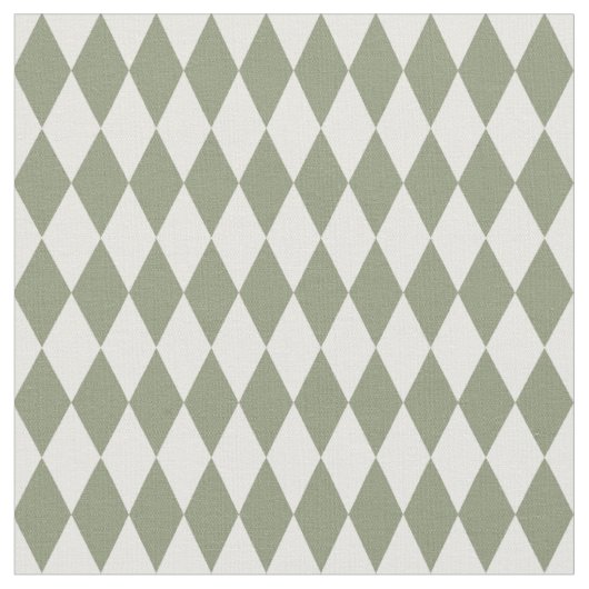 Tissu Diamants Harlequin Blanc et Vert Olive (Fermer)