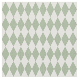 Tissu Diamants Harlequin Blanc & Vert Sauge