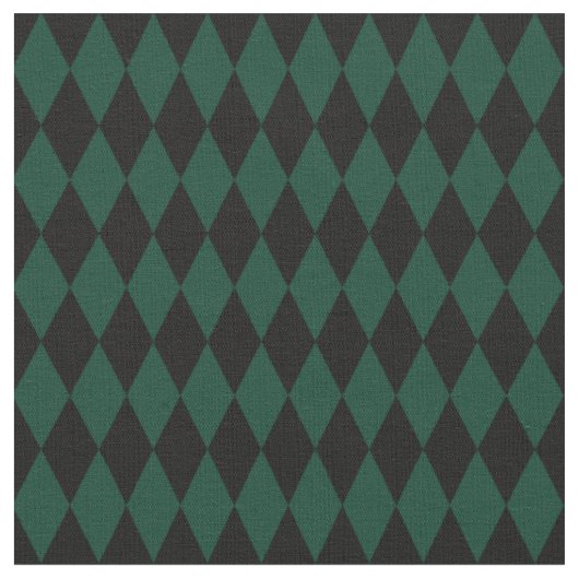 Tissu Diamants Harlequin Noir & Vert Foncé (Fermer)