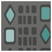 Tissu Diamants rétro Rectangles Turquoise noir (Fermer)
