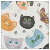 Tissu Différents visages de chat motif (Fermer)