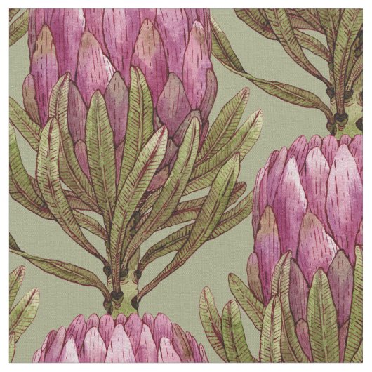 Tissu d'illustration d'usine de fleur de Protea (Fermer)