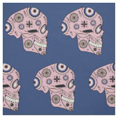 tissu d'impression crâne rose (Échantillon)