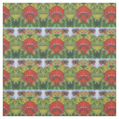 Tissu d'impression de champignons et de papillons  (Échantillon)