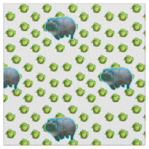 TISSU D'IMPRESSION DE COTON - HIPPOPOTAME AFFAMÉ