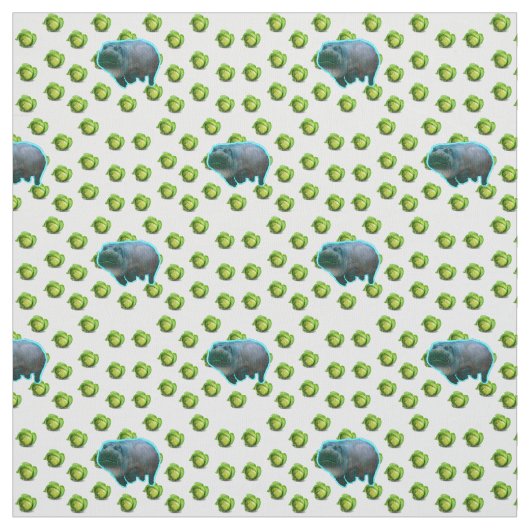 TISSU D'IMPRESSION DE COTON - HIPPOPOTAME AFFAMÉ (Échantillon)