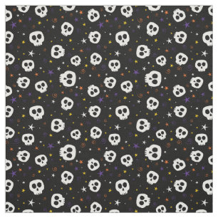 Tissu d'impression de crânes d'amusement, noir
