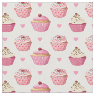 Tissu d'impression de petits gâteaux roses