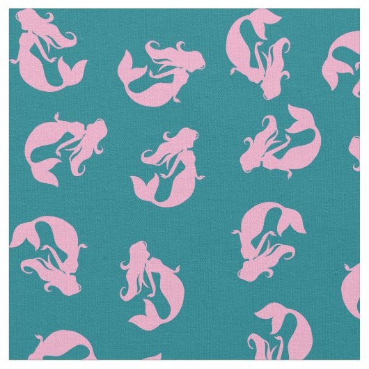 Tissu d'impression de sirène rose et turquoise Tur (Fermer)