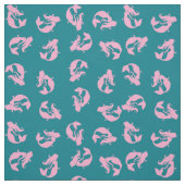 Tissu d'impression de sirène rose et turquoise Tur (Échantillon)
