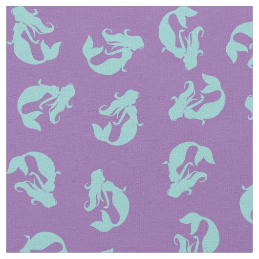 Tissu d'impression Mermaid Turquoise Aqua et viole (Fermer)