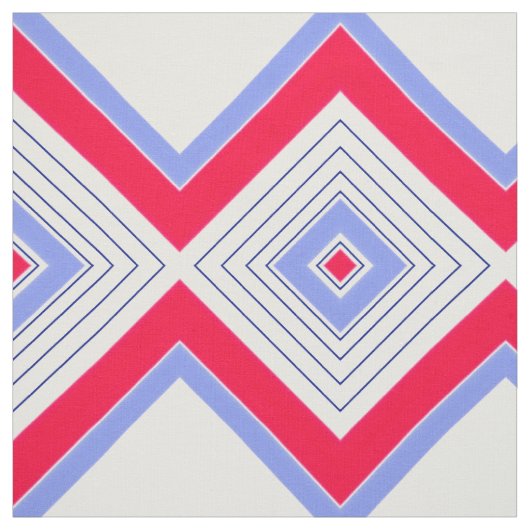 Tissu d'impression moderne bleu rouge et blanc (Échantillon)