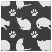 Tissu d'impression noir blanc de chats et de patte (fermé)