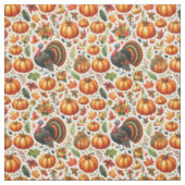 Tissu Dindes rustiques Citrouilles Feuilles d'automne Ac (Échantillon)