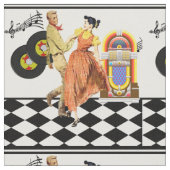 Tissu Diner's Juke Box Records Couple Dancing (Fermer)