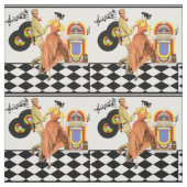Tissu Diner's Juke Box Records Couple Dancing (Échantillon)