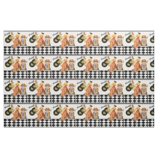 Tissu Diner's Juke Box Records Couple Dancing (Fat Quarter)