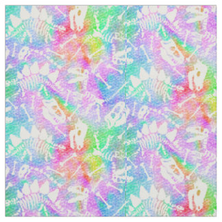 Tissu Dino Bone Dig Rainbow
