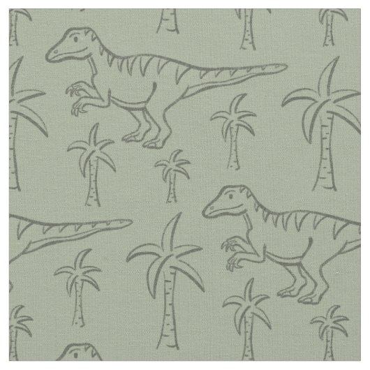 Tissu Dinosaur Pattern Modern Boy Dino Jungle Sage Green (Fermer)