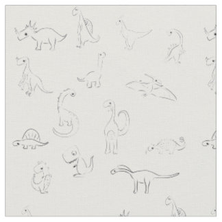 Tissu Dinosaure dinosaure noir blanc motif