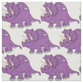 Tissu Dinosaure pourpre mignon de bande dessinée (Échantillon)