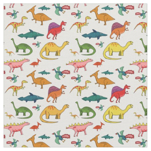 Tissu Dinosaures colorés amusants (Fermer)