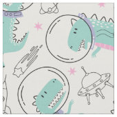 Tissu Dinosaures de l'espace, Dinosaures mignons, Navire (Fermer)