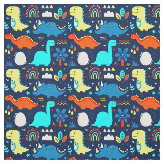 Tissu Dinosaures et arcs-en-ciel colorés mignons
