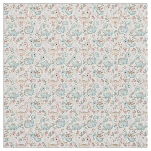 Tissu dinosaures mignons pastel (Échantillon)