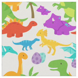 Tissu Dinosaures vert pourpre préhistorique