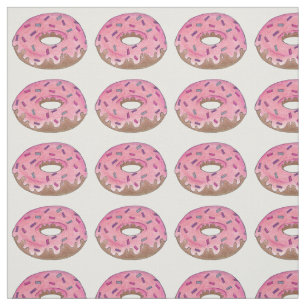 Tissu Dinuts Pink Frosting Doughnut Sprinkings Junk Food