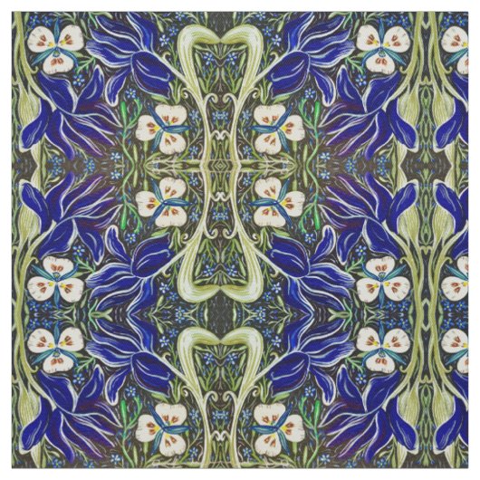 Tissu d'iris à feuilles vertes (Échantillon)