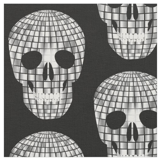 Tissu disco halloween bille miroir crâne (Fermer)