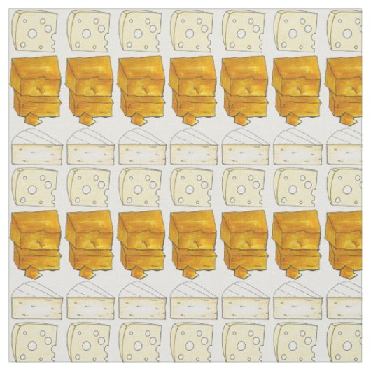 Tissu Dites Cheddar Cheddar Suisse Brie Fromage Imprimer (Échantillon)