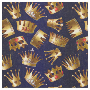 Tissu Divers couronnes or motif