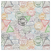 Tissu Diverses villes rétro marquage postal (Fermer)