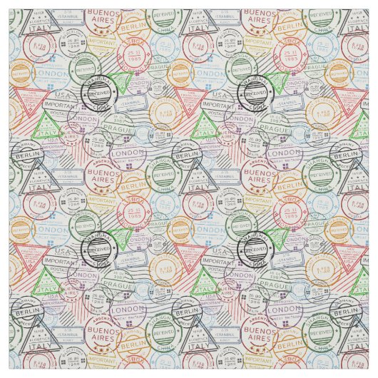 Tissu Diverses villes rétro marquage postal (Échantillon)