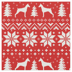 Tissu Doberman Pinscher Silhouettes Noël