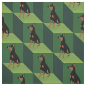 Tissu Doberman Pinscher sur les cubes verts (Échantillon)