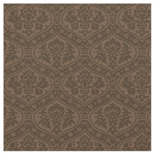 Tissu Doll Scale Renaissance Damask, Dark Brown