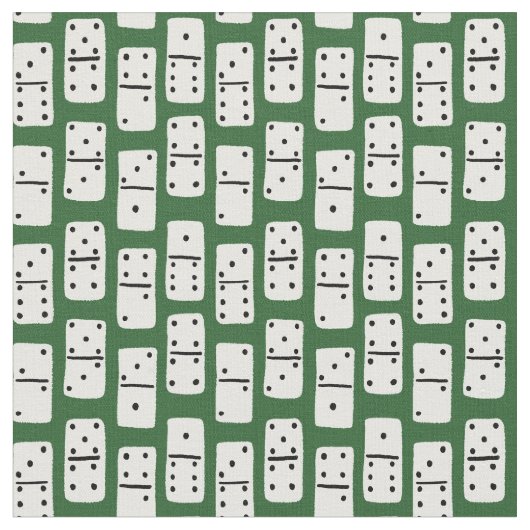 Tissu Dominos blancs avec points noirs sur motif vert (Fermer)