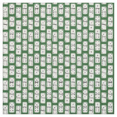Tissu Dominos blancs avec points noirs sur motif vert (Échantillon)