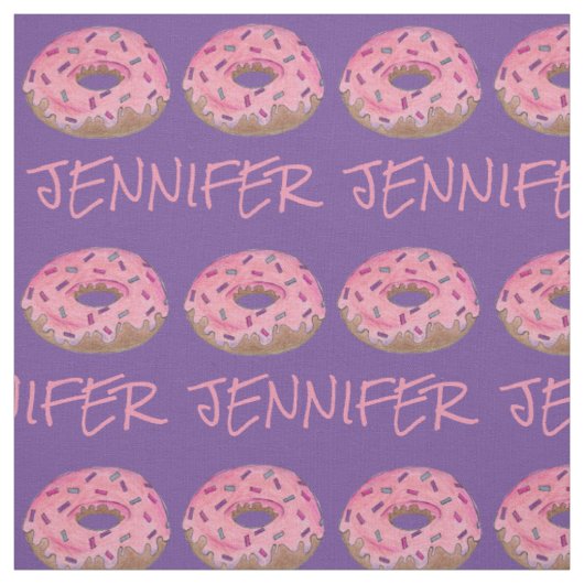 Tissu Donuts Doughnut rose pourpre Nom Fabric (Échantillon)