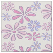 Tissu Doodle Fleur Whimsical doux violet bleu rose (Fermer)