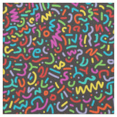 Tissu Doodle (Multi sur Noir) (Fermer)