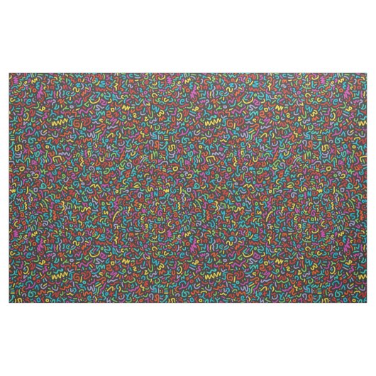 Tissu Doodle (Multi sur Noir) (Fat Quarter)