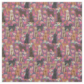 Tissu Doodles d'or violet vintage à fleurs (Échantillon)