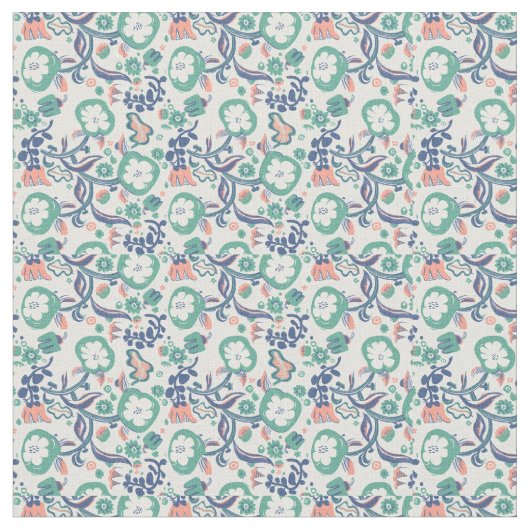 Tissu Doodles floraux contemporains (Fermer)